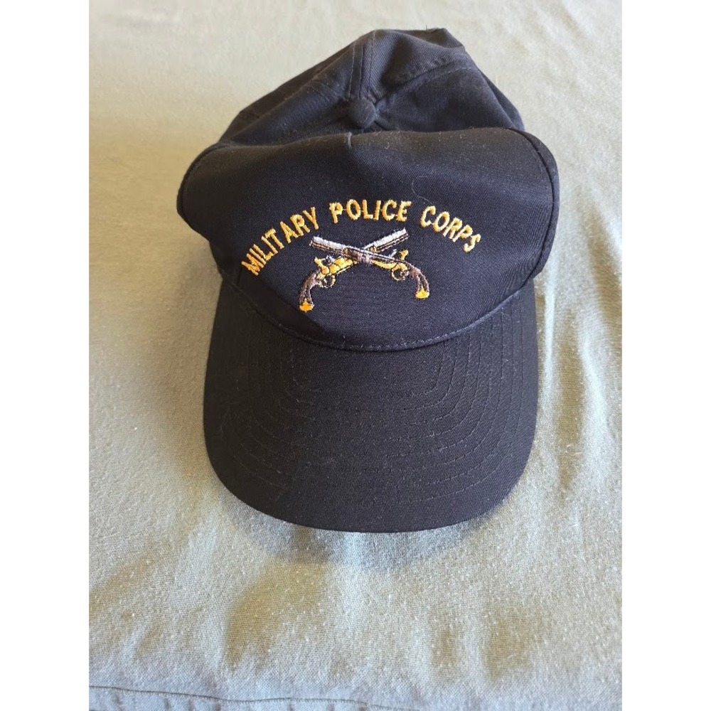 Military Police Corps US Army Veteran Black Snapback Hat Nissin Cap Vtg Style